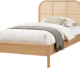 Siena Ash Veneer / Engineered Wood / Natural Cane Mid-Century Modern Natural Ash Wood Twin Bed (3 Boxes) - 42" W x 80.5" D x 43" H