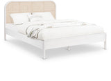 Siena Ash Veneer / Engineered Wood / Natural Cane Mid-Century Modern White Ash Wood Full Bed (3 Boxes) - 57" W x 80.5" D x 43" H
