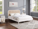 Siena Ash Veneer / Engineered Wood / Natural Cane Mid-Century Modern White Ash Wood Full Bed (3 Boxes) - 57" W x 80.5" D x 43" H