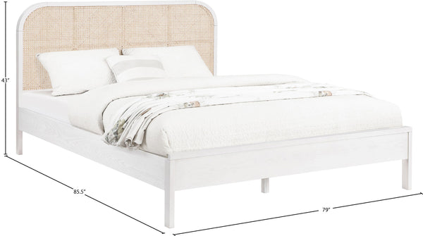 Siena Ash Veneer / Engineered Wood / Natural Cane Mid-Century Modern White Ash Wood King Bed (3 Boxes) - 79" W x 85.5" D x 43" H
