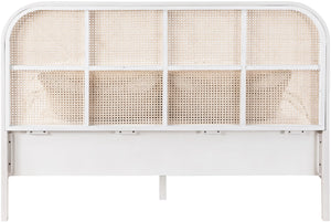 Siena Ash Veneer / Engineered Wood / Natural Cane Mid-Century Modern White Ash Wood King Bed (3 Boxes) - 79" W x 85.5" D x 43" H