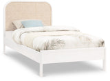 Siena Ash Veneer / Engineered Wood / Natural Cane Mid-Century Modern White Ash Wood Twin Bed (3 Boxes) - 42" W x 80.5" D x 43" H