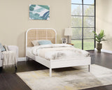 Siena Ash Veneer / Engineered Wood / Natural Cane Mid-Century Modern White Ash Wood Twin Bed (3 Boxes) - 42" W x 80.5" D x 43" H