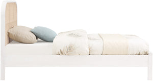 Siena Ash Veneer / Engineered Wood / Natural Cane Mid-Century Modern White Ash Wood Twin Bed (3 Boxes) - 42" W x 80.5" D x 43" H