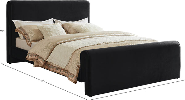 Sloan Velvet / Engineered Wood / Foam Contemporary Black Velvet Full Bed (3 Boxes) - 59" W x 89" D x 44.5" H