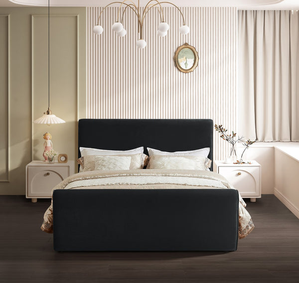 Sloan Velvet / Engineered Wood / Foam Contemporary Black Velvet Full Bed (3 Boxes) - 59" W x 89" D x 44.5" H