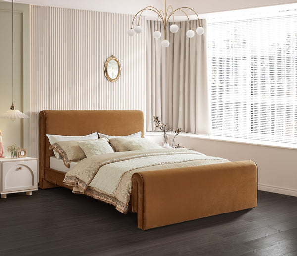 Sloan Velvet / Engineered Wood / Foam Contemporary Saddle Velvet Full Bed (3 Boxes) - 59" W x 89" D x 44.5" H