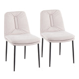 Smith Contemporary Dining Chair in Black Steel and Cream Fabric by LumiSource - Set of 2