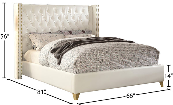 Soho Bonded Leather / Engineered Wood / Metal / Foam Contemporary White Bonded Leather Full Bed - 66" W x 81" D x 56" H