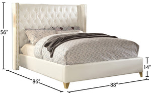 Soho Bonded Leather / Engineered Wood / Metal / Foam Contemporary White Bonded Leather King Bed - 88" W x 86" D x 56" H