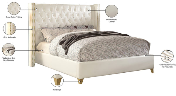 Soho Bonded Leather / Engineered Wood / Metal / Foam Contemporary White Bonded Leather King Bed - 88" W x 86" D x 56" H