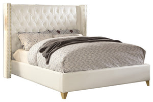 Soho Bonded Leather / Engineered Wood / Metal / Foam Contemporary White Bonded Leather King Bed - 88" W x 86" D x 56" H