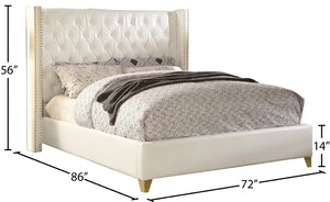 Soho Bonded Leather / Engineered Wood / Metal / Foam Contemporary White Bonded Leather Queen Bed - 72" W x 86" D x 56" H