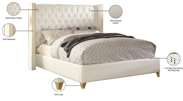 Soho Bonded Leather / Engineered Wood / Metal / Foam Contemporary White Bonded Leather Queen Bed - 72" W x 86" D x 56" H