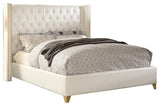 Soho Bonded Leather / Engineered Wood / Metal / Foam Contemporary White Bonded Leather Queen Bed - 72" W x 86" D x 56" H