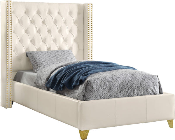 Soho Bonded Leather / Engineered Wood / Metal / Foam Contemporary White Bonded Leather Twin Bed - 50" W x 81" D x 56" H
