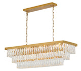 Bethel Satin Brass Chandelier in Metal & Crystal