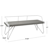 Stefani Industrial Bench in White and Grey by LumiSource