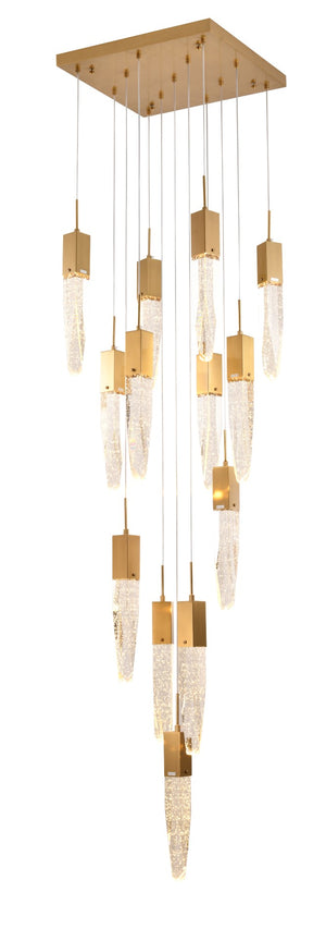 Bethel Gold Chandelier in Metal & Crystal