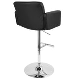 Stout Contemporary Adjustable Barstool with Swivel and Black Faux Leather by LumiSource