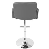 Stout Contemporary Adjustable Barstool with Swivel and Grey Faux Leather by LumiSource