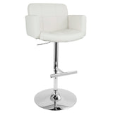 Stout Contemporary Adjustable Barstool with Swivel and White Faux Leather by LumiSource