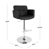 Stout Contemporary Adjustable Barstool with Swivel and Black Faux Leather by LumiSource