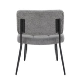Stout Contemporary Lounge Chair and Ottoman Set in Black Steel and Grey Noise Fabric by LumiSource