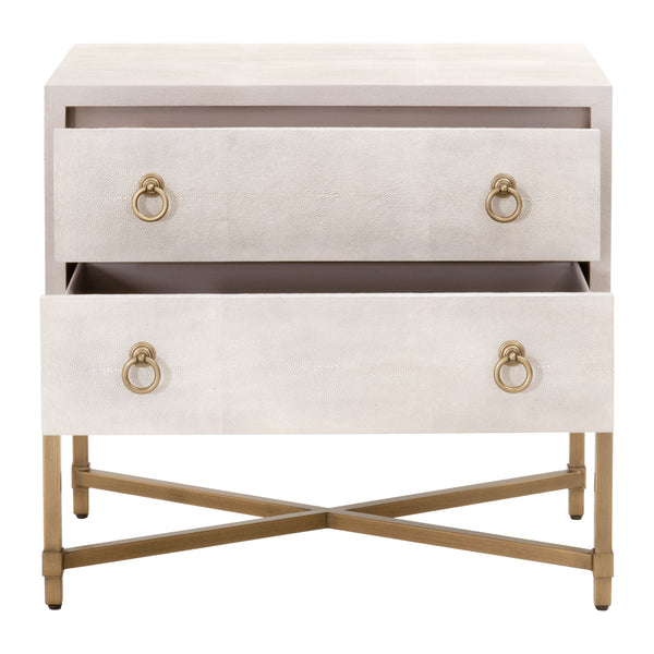 Essentials for Living Traditions Strand Shagreen 2-Drawer Nightstand 6121.WHT-SHG/GLD