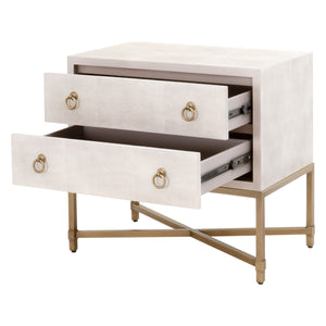 Essentials for Living Traditions Strand Shagreen 2-Drawer Nightstand 6121.WHT-SHG/GLD