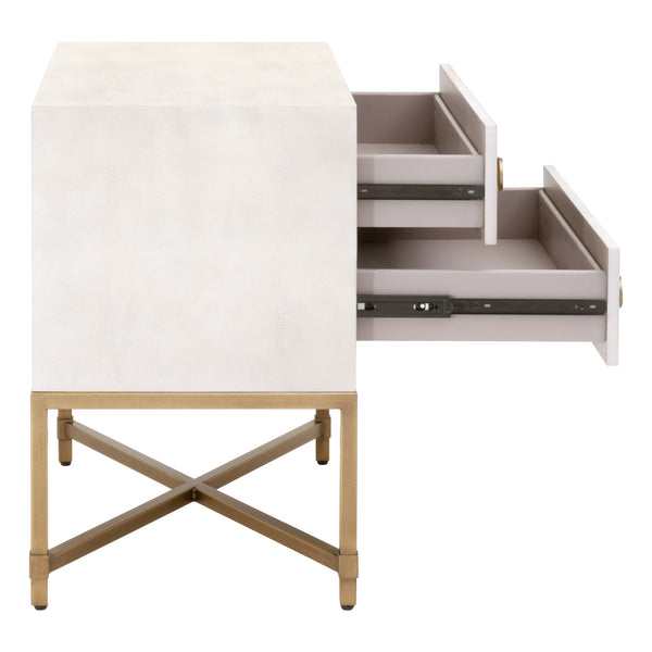 Essentials for Living Traditions Strand Shagreen 2-Drawer Nightstand 6121.WHT-SHG/GLD