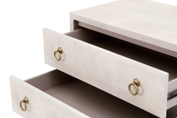 Essentials for Living Traditions Strand Shagreen 2-Drawer Nightstand 6121.WHT-SHG/GLD