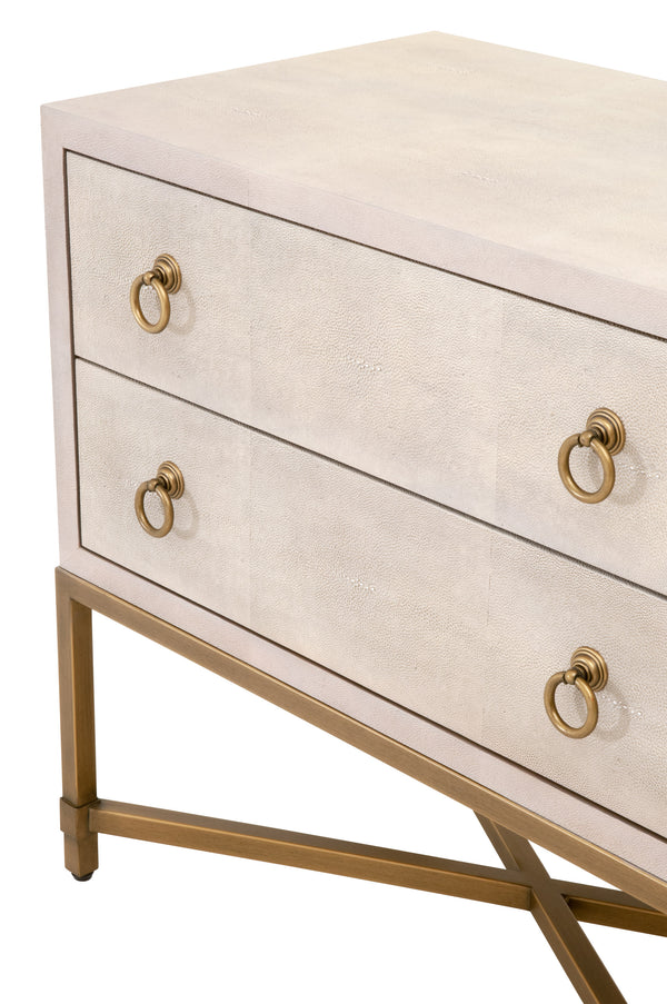 Essentials for Living Traditions Strand Shagreen 2-Drawer Nightstand 6121.WHT-SHG/GLD