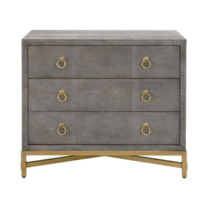 Essentials for Living Traditions Strand Shagreen 3-Drawer Nightstand 6120.GRY-SHG/GLD
