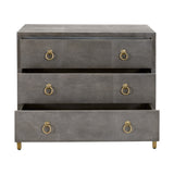 Essentials for Living Traditions Strand Shagreen 3-Drawer Nightstand 6120.GRY-SHG/GLD