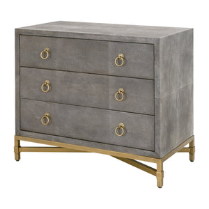 Essentials for Living Traditions Strand Shagreen 3-Drawer Nightstand 6120.GRY-SHG/GLD