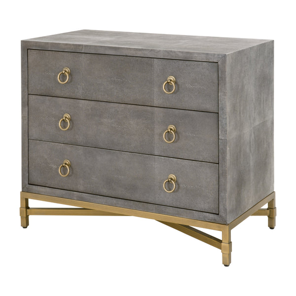 Essentials for Living Traditions Strand Shagreen 3-Drawer Nightstand 6120.GRY-SHG/GLD