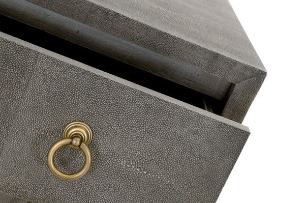 Essentials for Living Traditions Strand Shagreen 3-Drawer Nightstand 6120.GRY-SHG/GLD