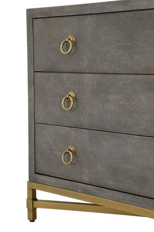 Essentials for Living Traditions Strand Shagreen 3-Drawer Nightstand 6120.GRY-SHG/GLD