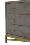 Essentials for Living Traditions Strand Shagreen 3-Drawer Nightstand 6120.GRY-SHG/GLD