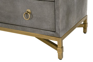 Essentials for Living Traditions Strand Shagreen 3-Drawer Nightstand 6120.GRY-SHG/GLD