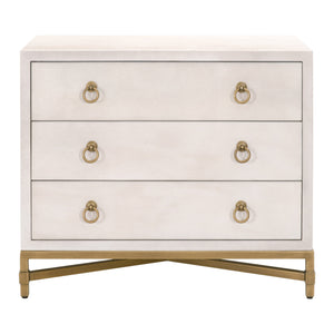 Essentials for Living Traditions Strand Shagreen 3-Drawer Nightstand 6120.WHT-SHG/GLD
