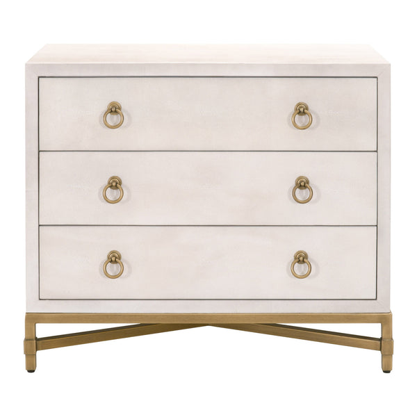 Essentials for Living Traditions Strand Shagreen 3-Drawer Nightstand 6120.WHT-SHG/GLD