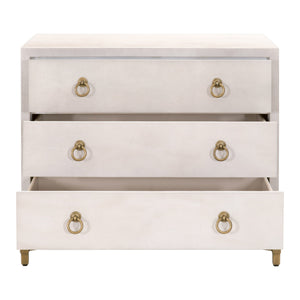 Essentials for Living Traditions Strand Shagreen 3-Drawer Nightstand 6120.WHT-SHG/GLD