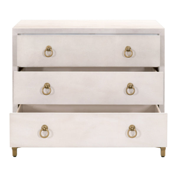 Essentials for Living Traditions Strand Shagreen 3-Drawer Nightstand 6120.WHT-SHG/GLD