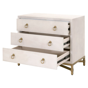 Essentials for Living Traditions Strand Shagreen 3-Drawer Nightstand 6120.WHT-SHG/GLD