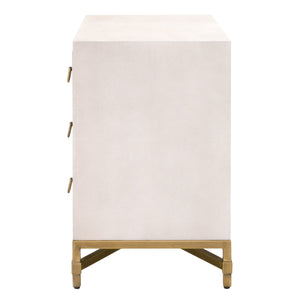 Essentials for Living Traditions Strand Shagreen 3-Drawer Nightstand 6120.WHT-SHG/GLD