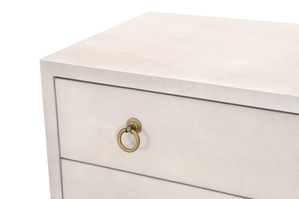 Essentials for Living Traditions Strand Shagreen 3-Drawer Nightstand 6120.WHT-SHG/GLD