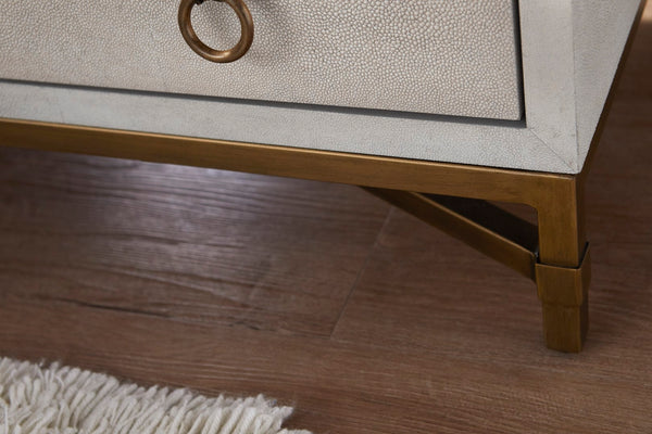 Essentials for Living Traditions Strand Shagreen 3-Drawer Nightstand 6120.WHT-SHG/GLD