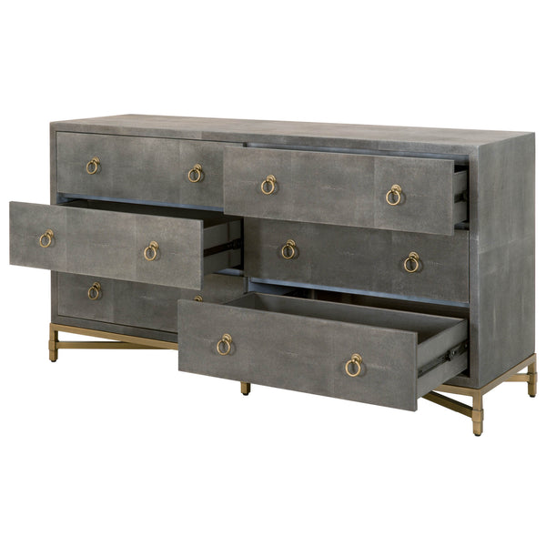 Essentials for Living Traditions Strand Shagreen 6-Drawer Double Dresser 6122.GRY-SHG/GLD